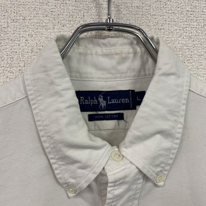 Ralph Lauren　ラルフローレン　長袖ボタンダウンプルオーバーシャツ　白　ホワイト　Lサイズ
