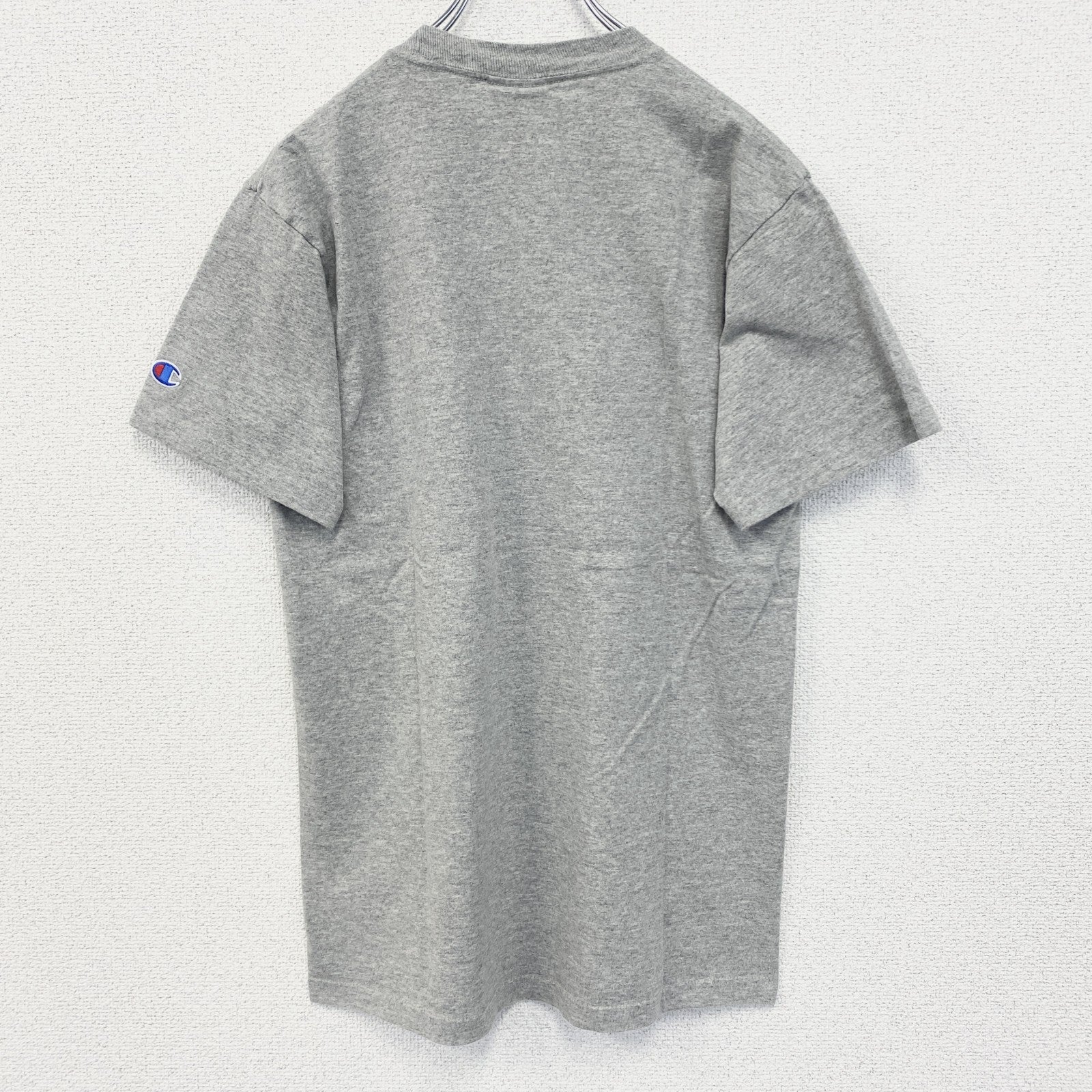 古着 used　champion チャンピオン　半袖プリントTシャツ　オールドドミニオン　フットボール　レトロ　グレー　Lサイズ