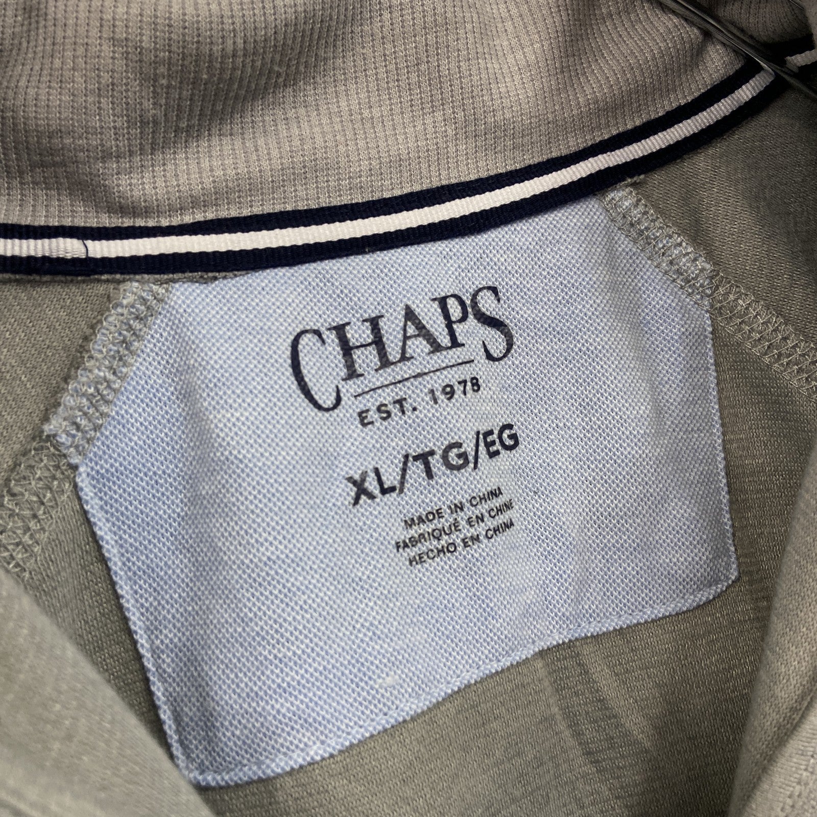 CHAPS　チャップス　ハーフジッップスウェット/トレーナー　灰色　グレー　XLサイズ
