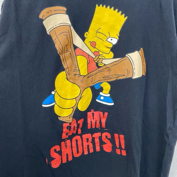 古着 used　SIMPSONS　シンプソンズ　半袖キャラクタープリントTシャツ　クルーネック　黒　ブラック　カジュアルデザイン