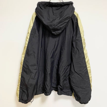 古着 used　Holloway　長袖ハーフジップナイロンジャケット　ワッペン　黒　ゴールド　ビッグシルエット　XLサイズ