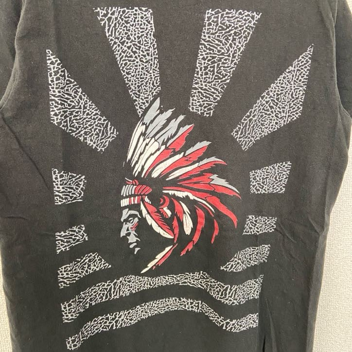 古着 used　SOLE ADDICTION　半袖プリントTシャツ　インディアン　レトロデザイン　黒　ブラック　Sサイズ