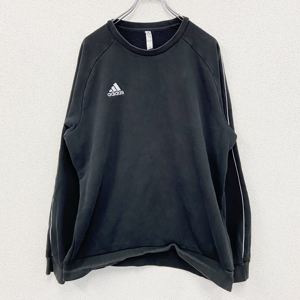 adidas　アディダス　スウェット/トレーナー　ラグランスリーブ　パフォーマンスロゴ　刺繍ロゴ　黒　ブラック　XLサイズ