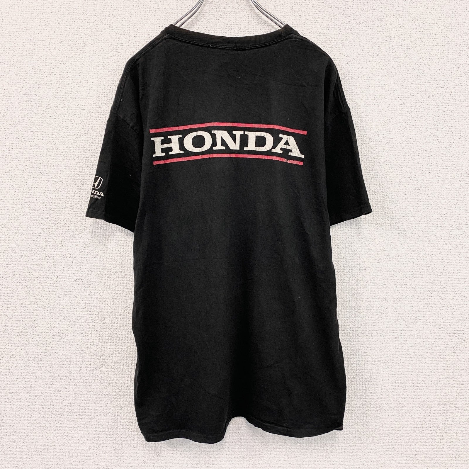 Hanes　ヘインズ　HONDA　ホンダ　半袖プリントTシャツ　ポケT　黒　ブラック　Lサイズ