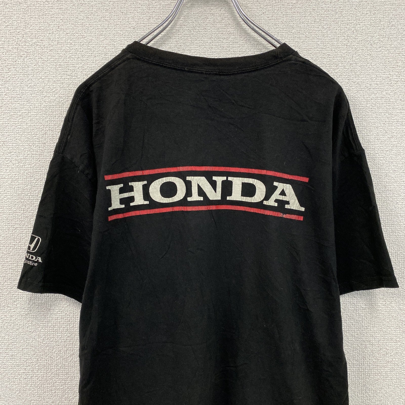 Hanes　ヘインズ　HONDA　ホンダ　半袖プリントTシャツ　ポケT　黒　ブラック　Lサイズ