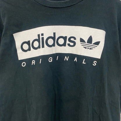 古着 used　adidas アディダス　半袖プリントTシャツ　クルーネック　黒　ビッグロゴ　カタカナ　スリーストリプス　Sサイズ
