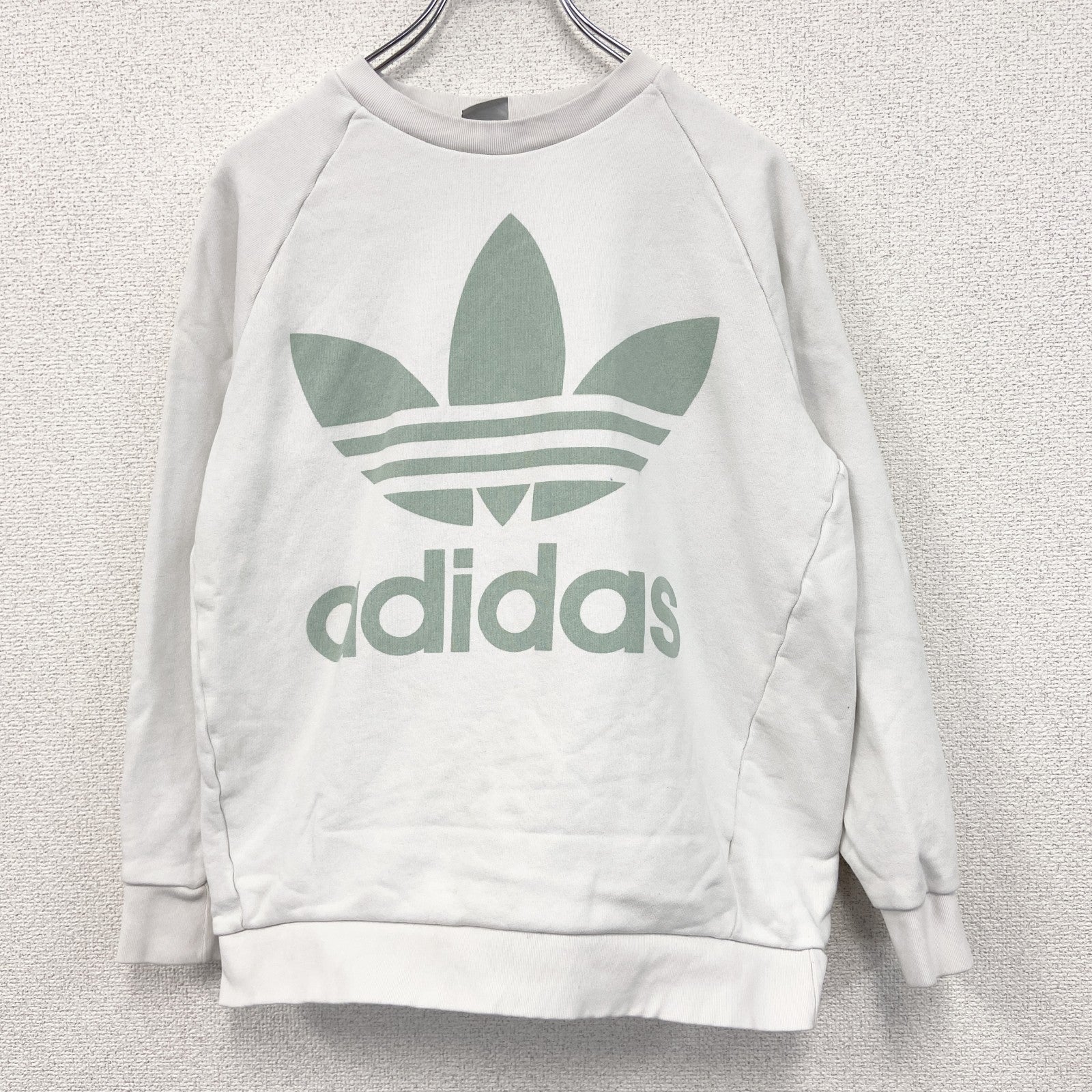 adidas　アディダス　スウェット/トレーナー　デカロゴ　トレフォイル　白　ホワイト　Lサイズ