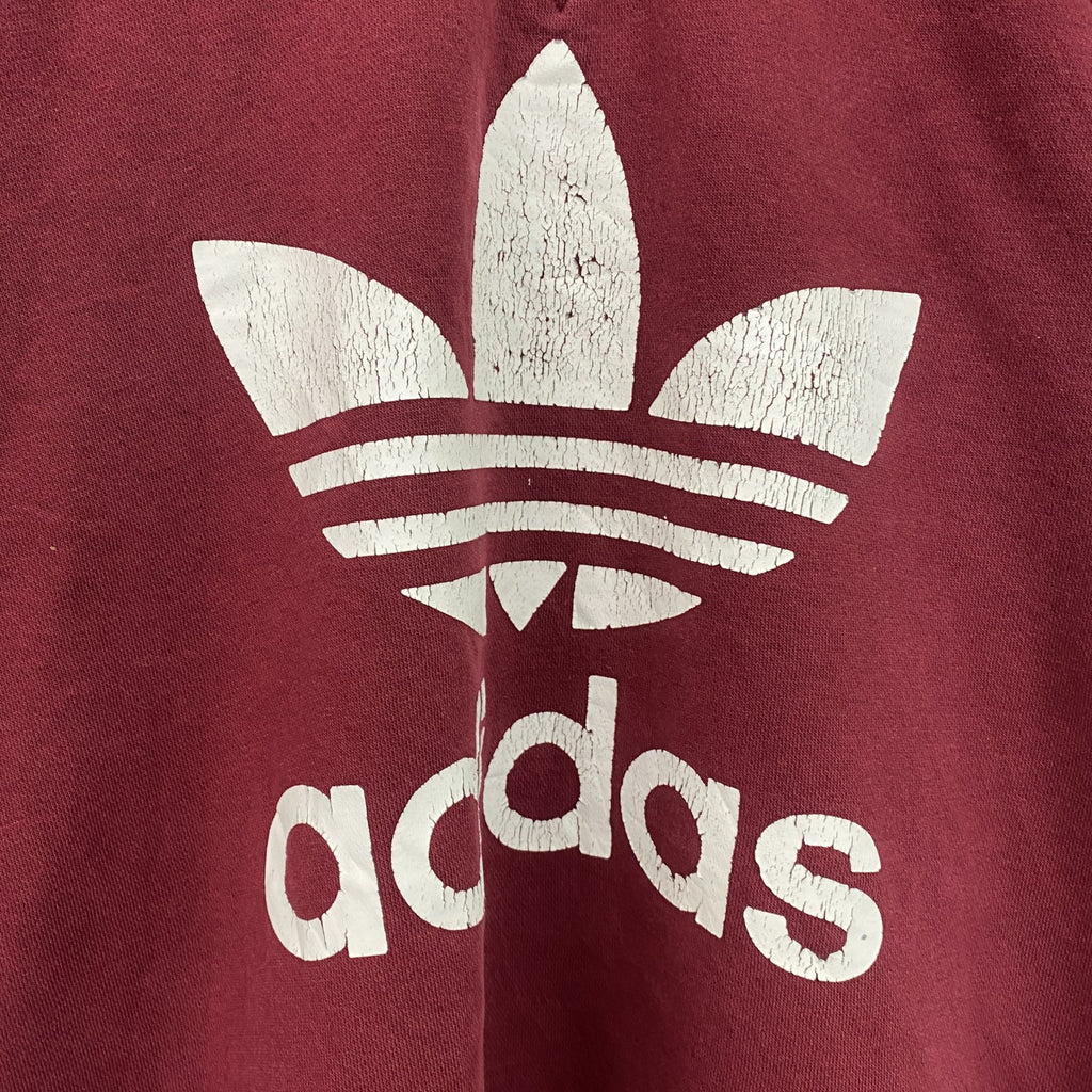 adidas　アディダス　スウェット/トレーナー　前V　デカロゴ　エンジ　バーガンディ　Lサイズ