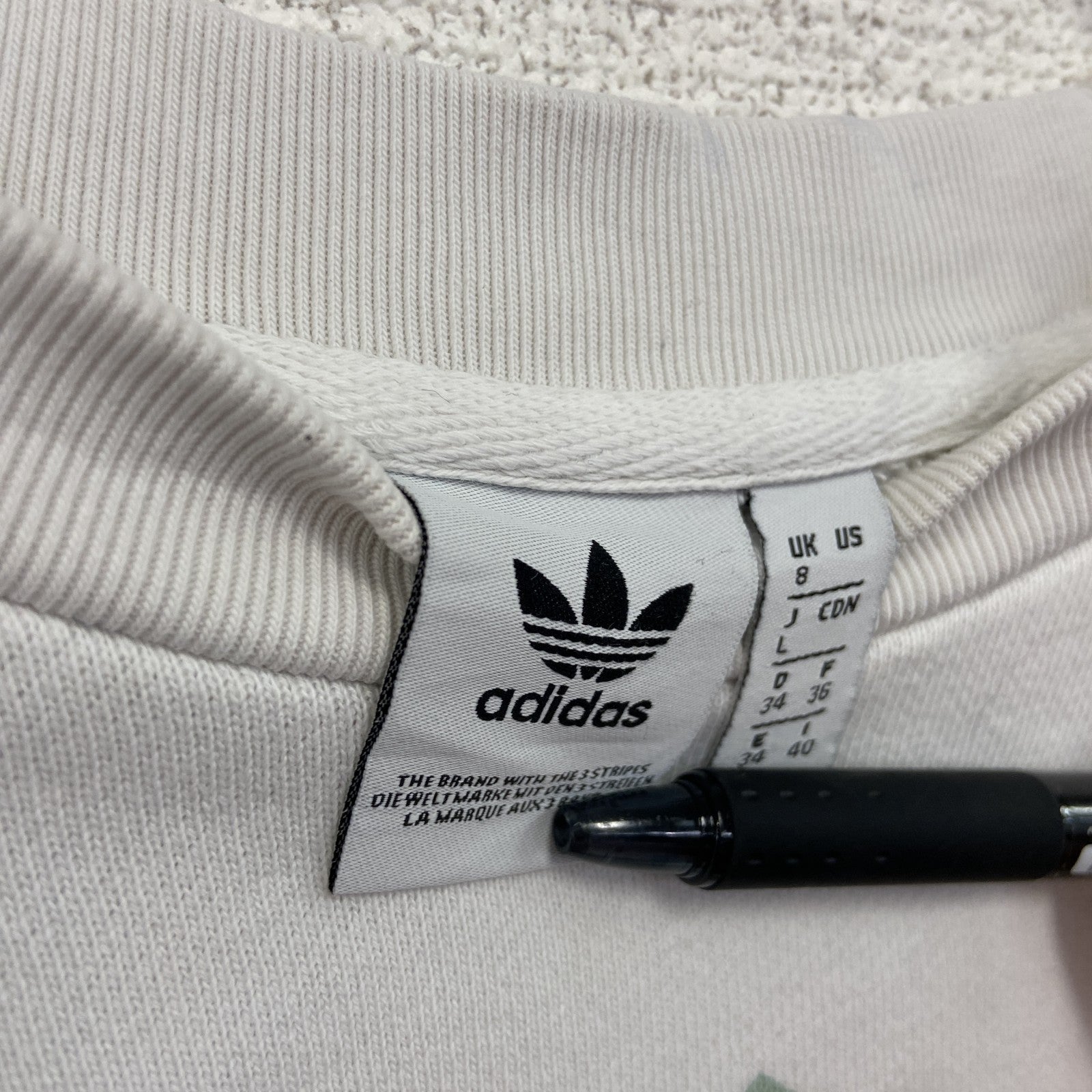 adidas　アディダス　スウェット/トレーナー　デカロゴ　トレフォイル　白　ホワイト　Lサイズ