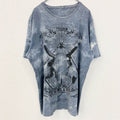 古着 used　半袖ビッグプリントタイダイTシャツ　ダメージ加工　クルーネック　メキシコ　ネイビー　白　春夏服