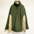 古着 used　JCMG　長袖ハーフジップ中綿ブルゾン　ハイネックアウター　バイカラー　緑　グリーン　ベージュ　秋冬服　レトロ