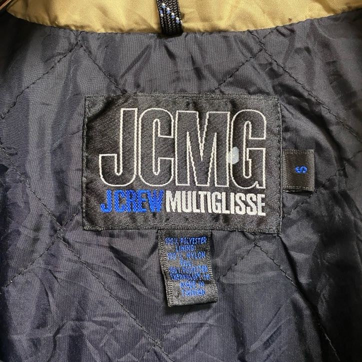 古着 used　JCMG　長袖ハーフジップ中綿ブルゾン　ハイネックアウター　バイカラー　緑　グリーン　ベージュ　秋冬服　レトロ