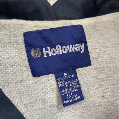 90s　Holloway　ホロウェイ　フルジップナイロンジャケット　刺繍ロゴ　ワンポイント　ヴィンテージ　紺　ネイビー　Mサイズ