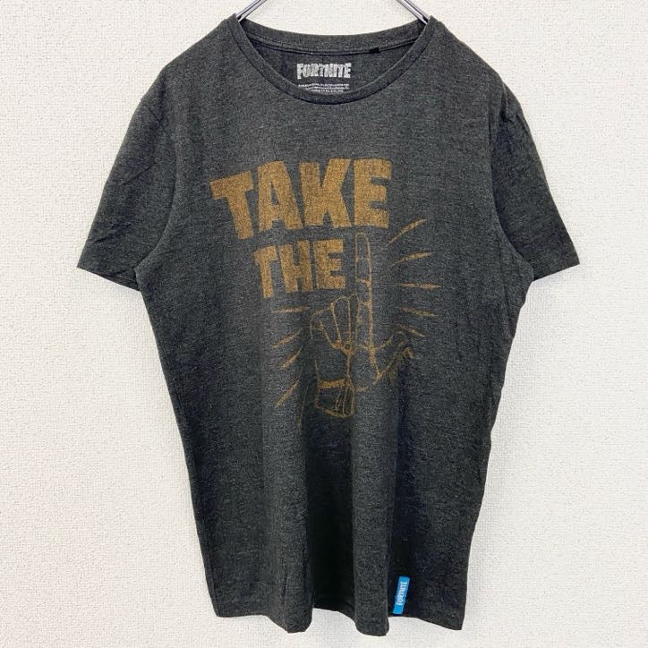古着 used　FORTNITE　フォートナイト　半袖デザインプリントTシャツ　ダークグレー　カジュアル　Lサイズ