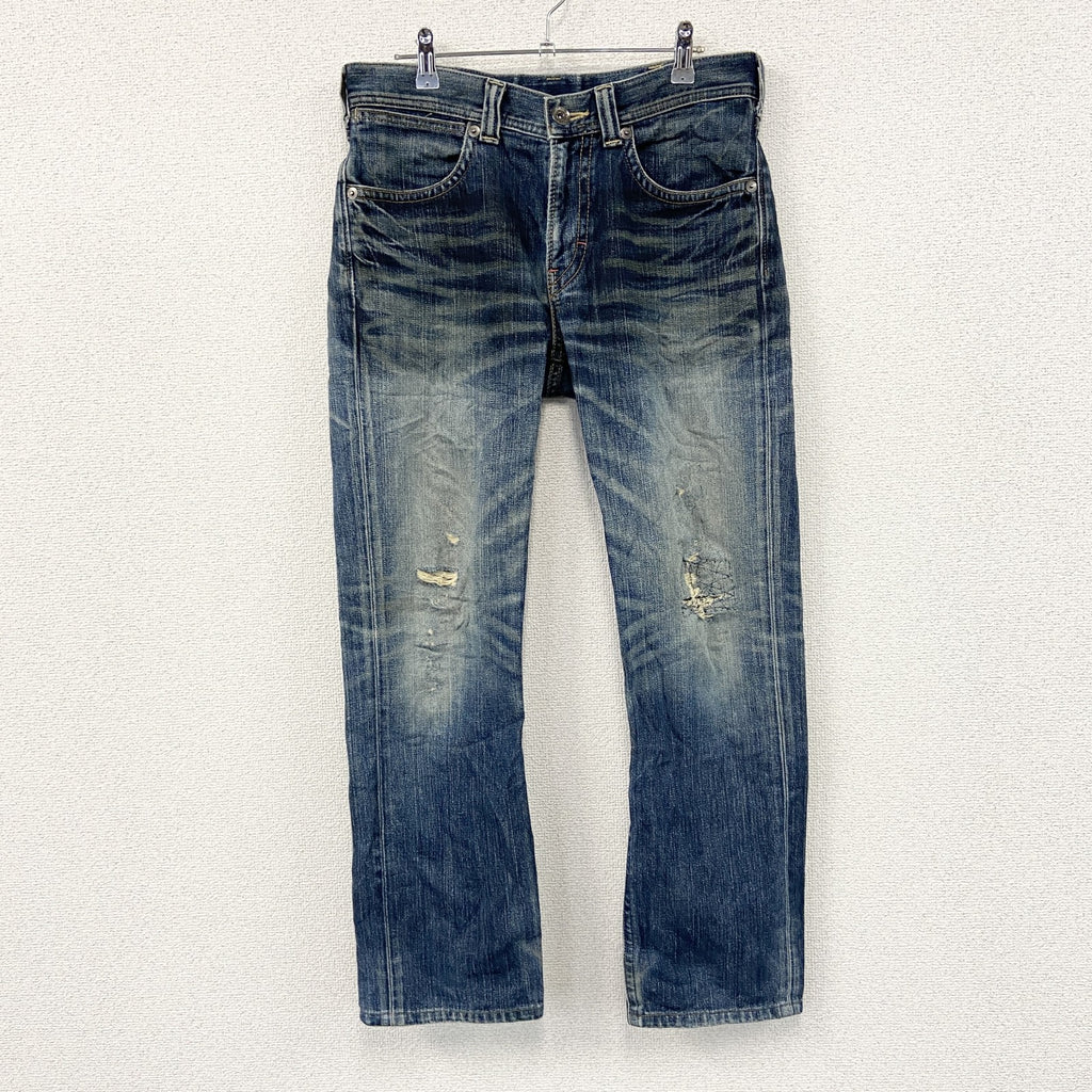 Wrangler　ラングラー　ダメージデニムパンツ/ジーンズ　縦落ち　鬼ヒゲ　フェード　ジップフライ　インディゴ　31サイズ