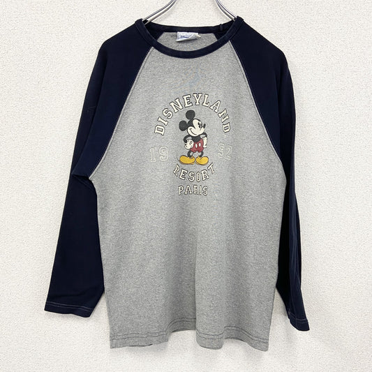 Disney　ディズニー　ミッキーマウス　スウェット/トレーナー　バイカラー　黒　グレー　Mサイズ