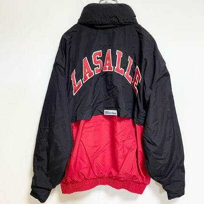 古着 used　BOATHOUSE　長袖ハイネックナイロンジャケット　ポイント刺繍　LASALLE　陸上　赤　黒　XLサイズ