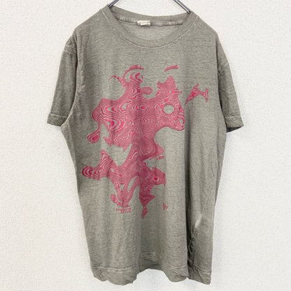 古着 used　DIESEL　ディーゼル　半袖デザインプリントTシャツ　Liquid Space　グレー　レトロ　2XLサイズ
