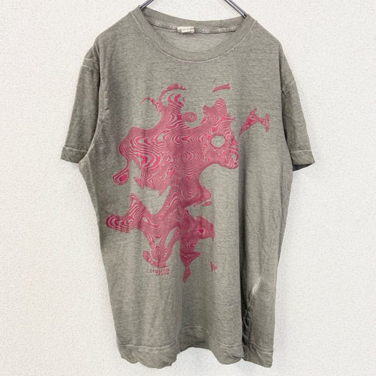 古着 used　DIESEL　ディーゼル　半袖デザインプリントTシャツ　Liquid Space　グレー　レトロ　2XLサイズ