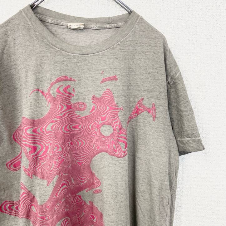 古着 used　DIESEL　ディーゼル　半袖デザインプリントTシャツ　Liquid Space　グレー　レトロ　2XLサイズ