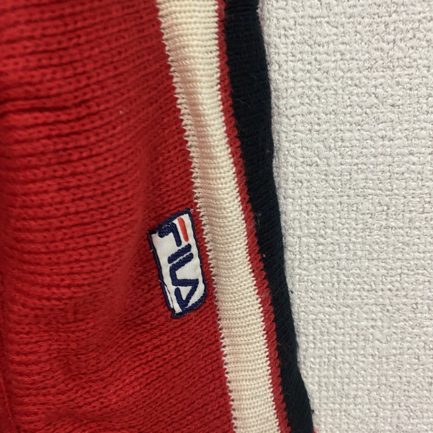 80s～　FILA　フィラ　ニットセーター　ヴィンテージ　マルチカラー　赤　レッド