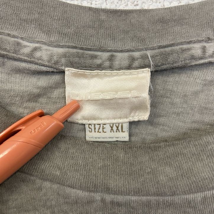 古着 used　DIESEL　ディーゼル　半袖デザインプリントTシャツ　Liquid Space　グレー　レトロ　2XLサイズ