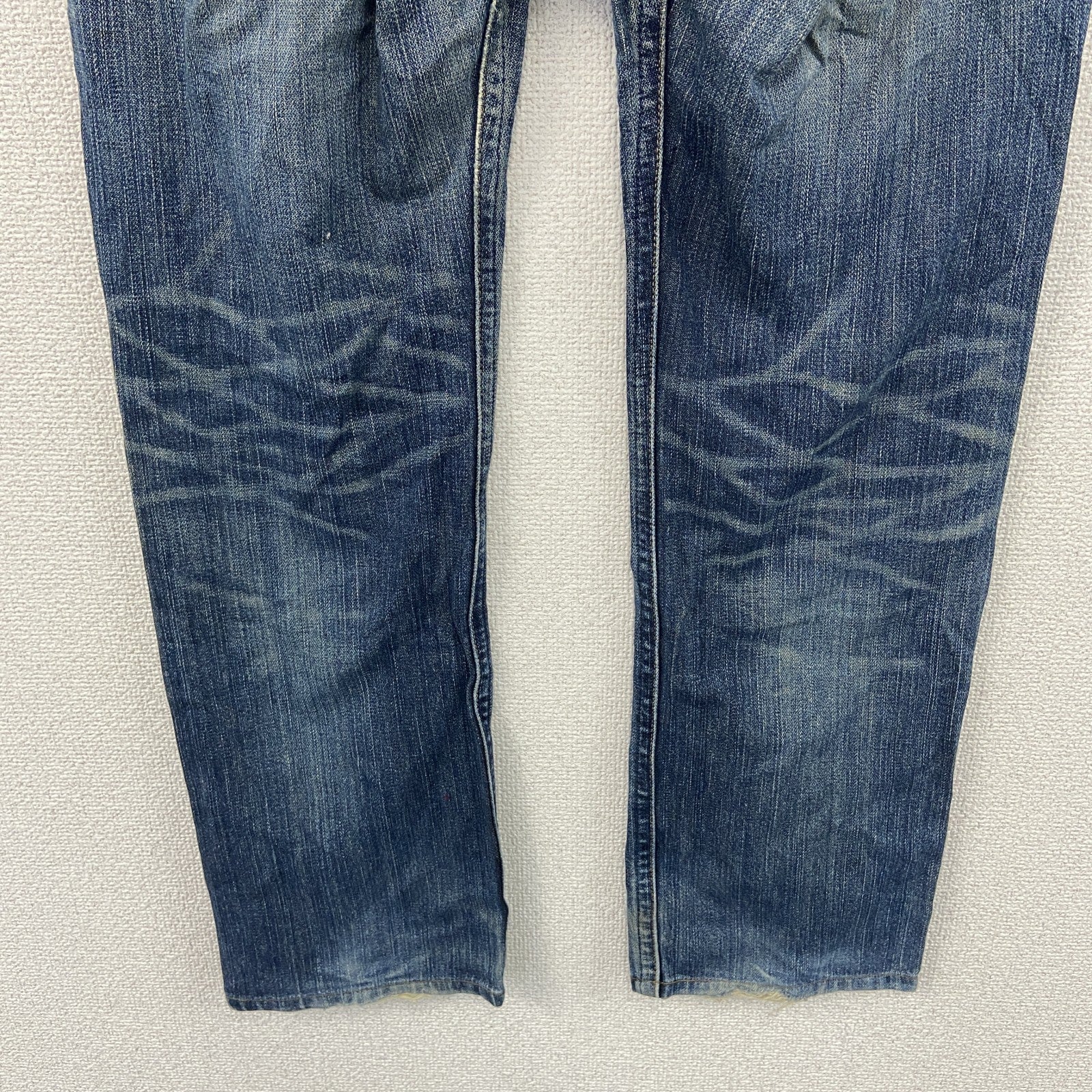 Wrangler　ラングラー　ダメージデニムパンツ/ジーンズ　縦落ち　鬼ヒゲ　フェード　ジップフライ　インディゴ　31サイズ