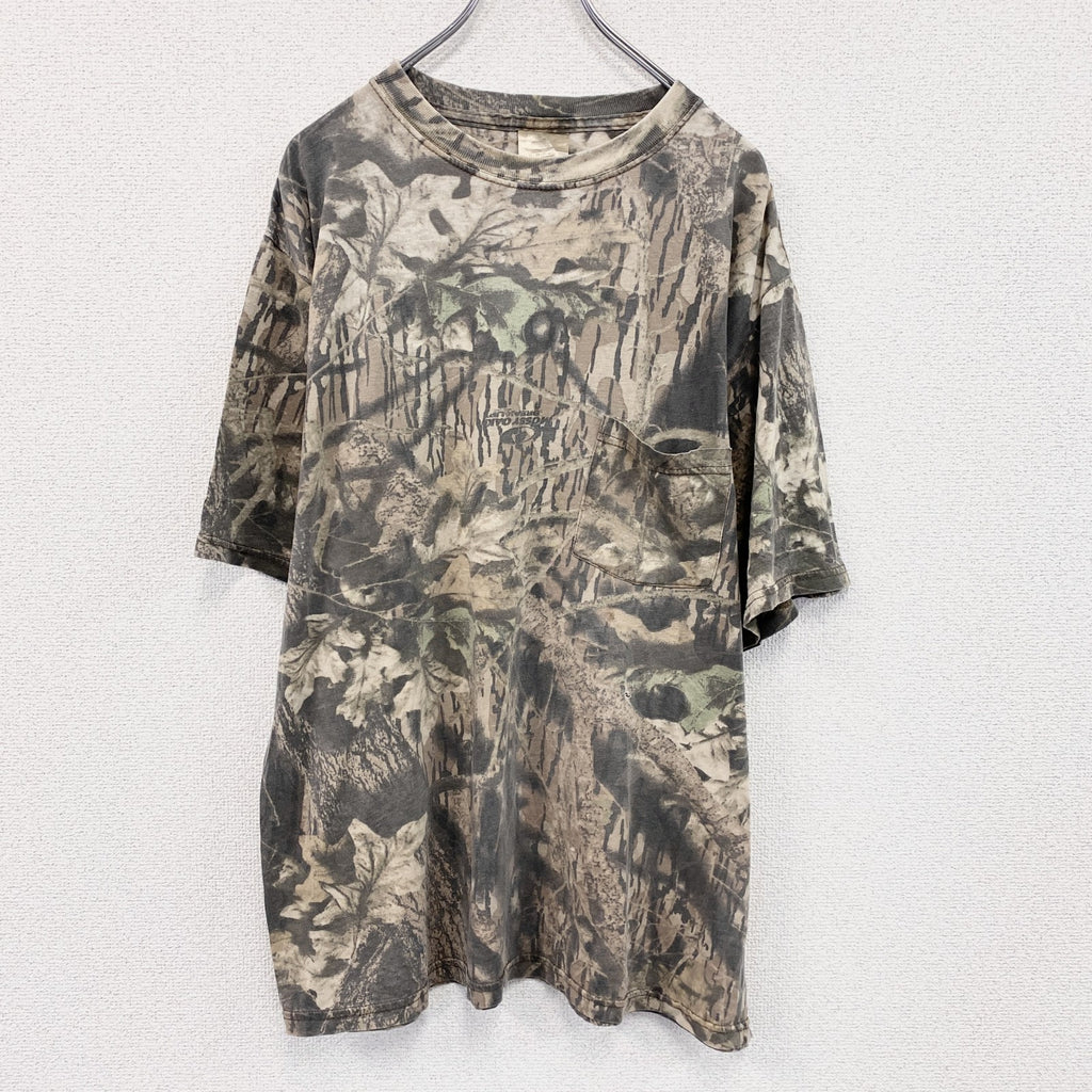 MOSSY OAK　半袖プリントTシャツ　ポケットTシャツ　ポケT　リアルツリー　カモフラ柄　カーキ