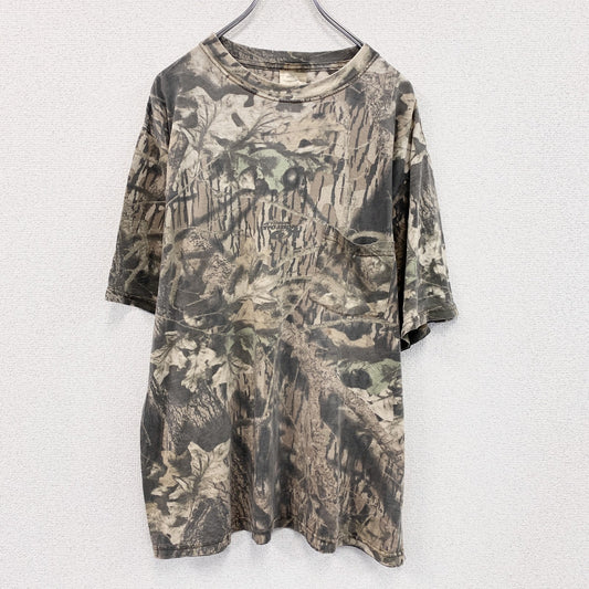 MOSSY OAK　半袖プリントTシャツ　ポケットTシャツ　ポケT　リアルツリー　カモフラ柄　カーキ