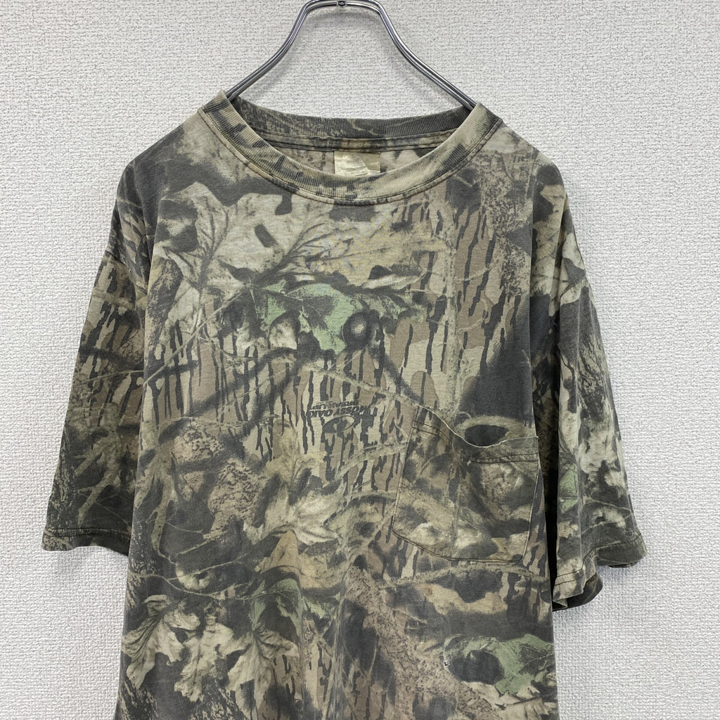 MOSSY OAK　半袖プリントTシャツ　ポケットTシャツ　ポケT　リアルツリー　カモフラ柄　カーキ