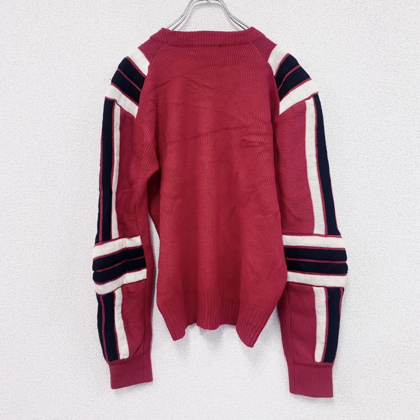 80s～　FILA　フィラ　ニットセーター　ヴィンテージ　マルチカラー　赤　レッド