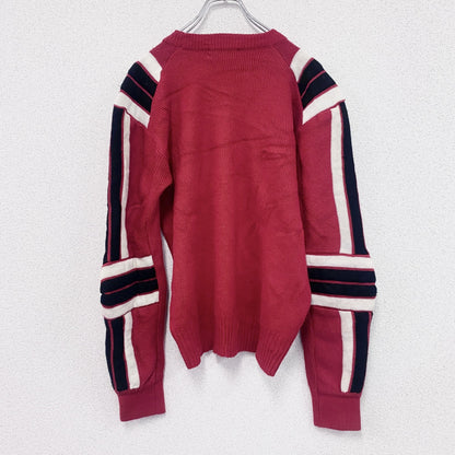 80s～　FILA　フィラ　ニットセーター　ヴィンテージ　マルチカラー　赤　レッド