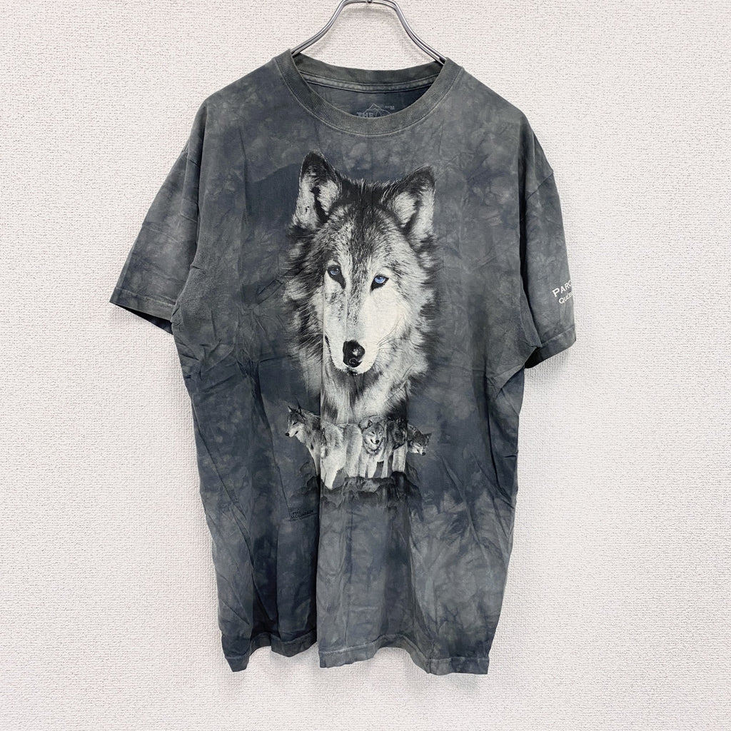 00s　THE MOUNTAIN　半袖プリントTシャツ　アニマルT　タイダイ　灰色　グレー　Mサイズ