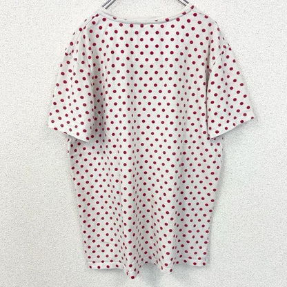 古着 used　半袖ロゴプリントクルーネックTシャツ　ドット柄　水玉模様　CHILL HOMME　白　赤　レトロデザイン
