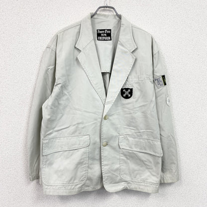 ～80s　UNIFORM 45 MPR　テーラードジャケット　ワークジャケット　ワッペン　ヴィンテージ　ライトグレー　48サイズ
