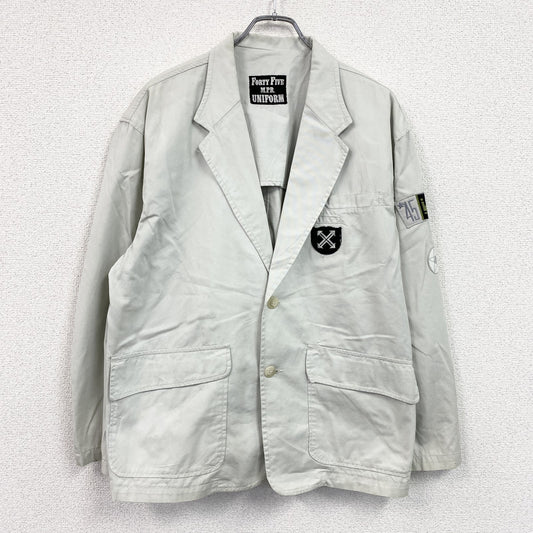 ～80s　UNIFORM 45 MPR　テーラードジャケット　ワークジャケット　ワッペン　ヴィンテージ　ライトグレー　48サイズ