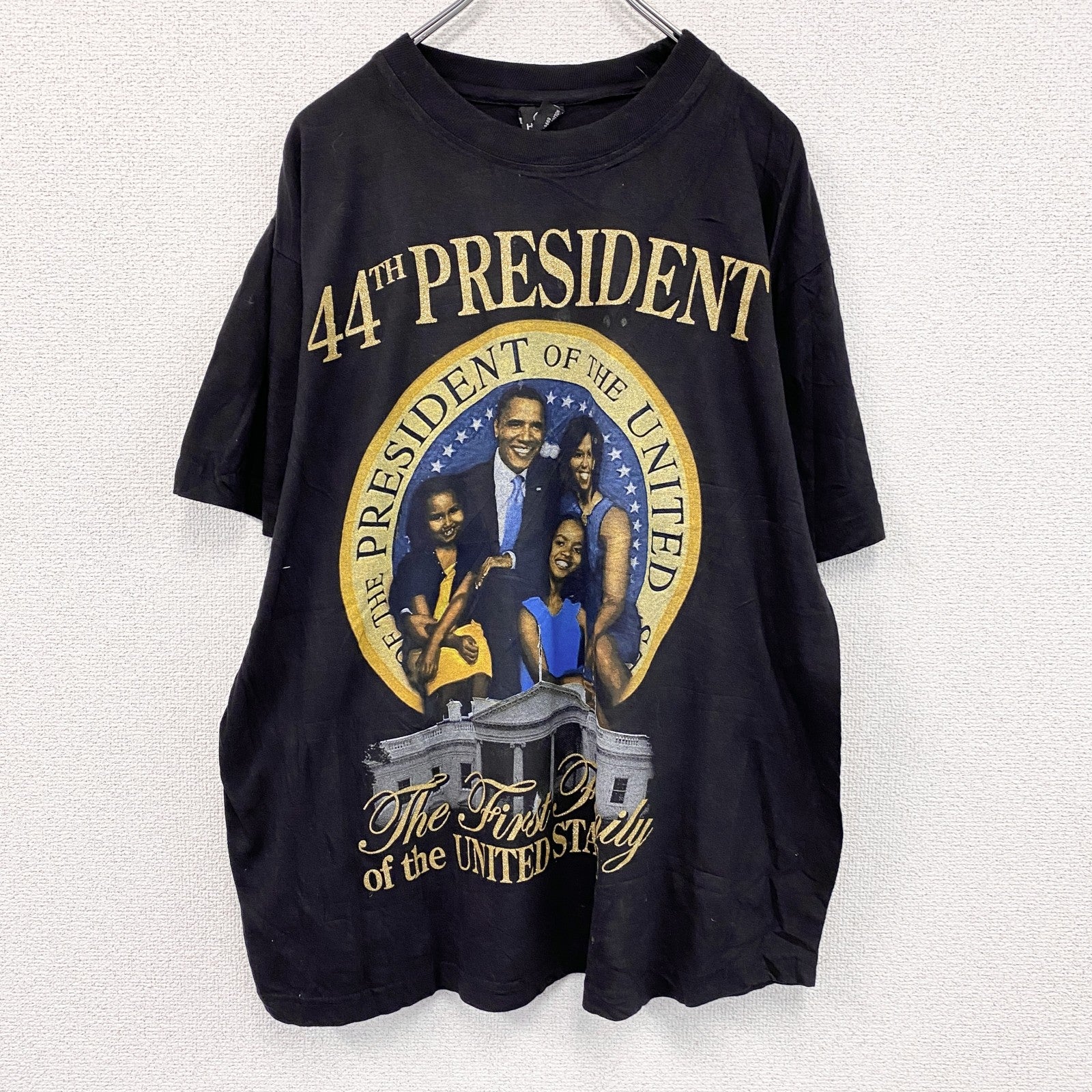 HAUTES　バラクオバマ　半袖プリントTシャツ　黒　ブラック　XLサイズ