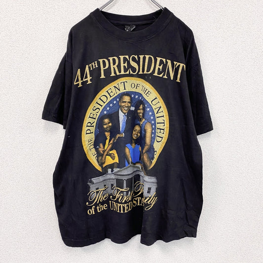 HAUTES　バラクオバマ　半袖プリントTシャツ　黒　ブラック　XLサイズ