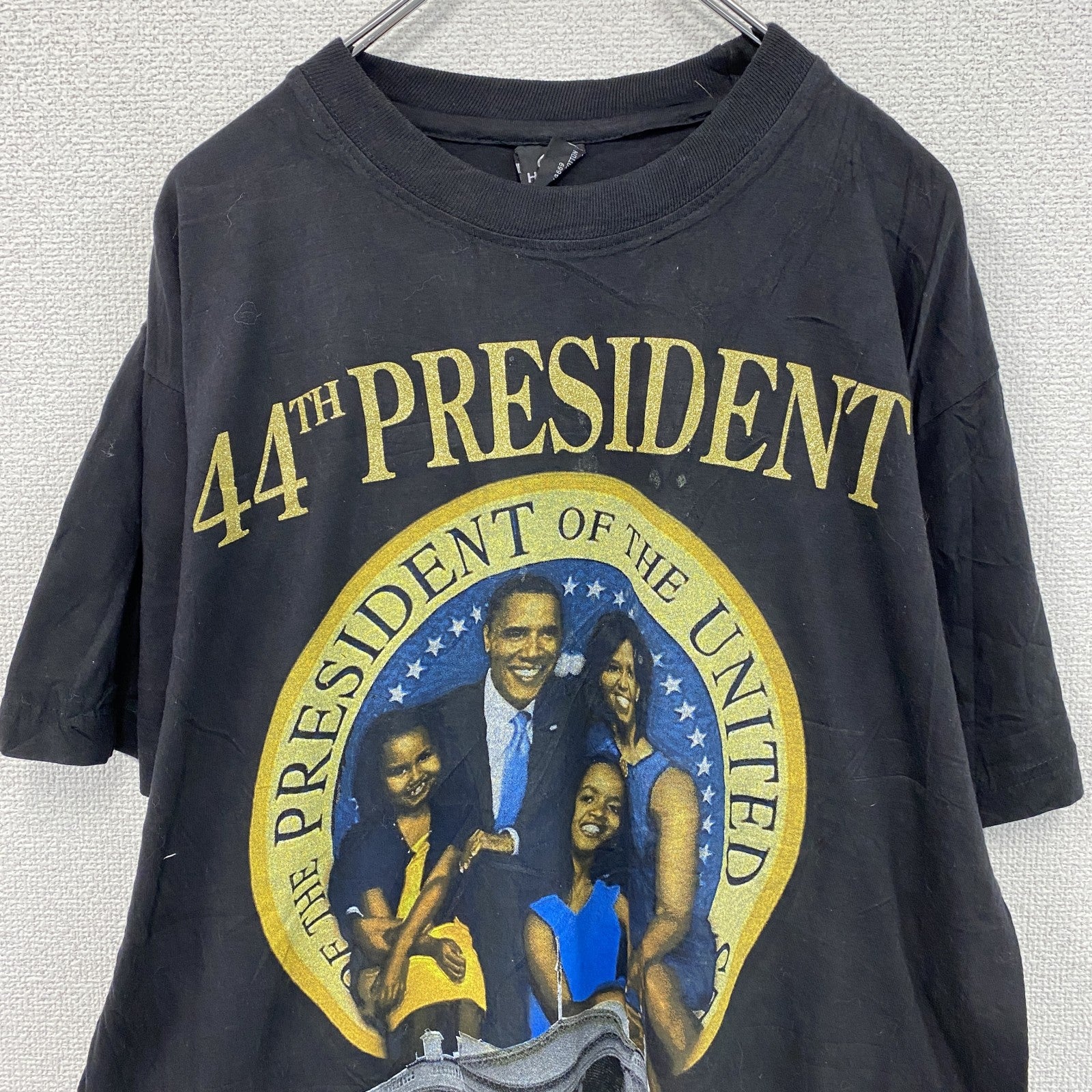 HAUTES　バラクオバマ　半袖プリントTシャツ　黒　ブラック　XLサイズ