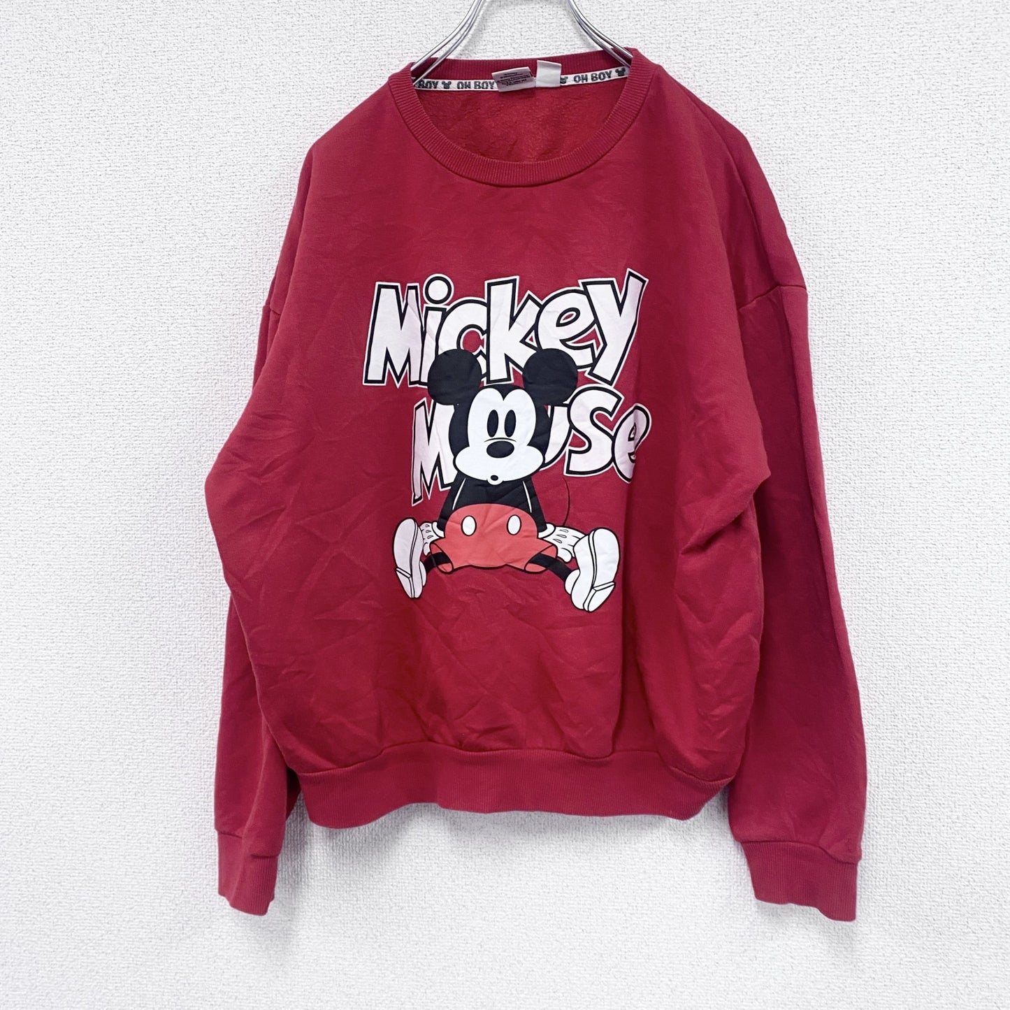 Disney　ディズニー　Mickey Mouse　ミッキーマウス　スウェット/トレーナー　赤　レッド　Lサイズ