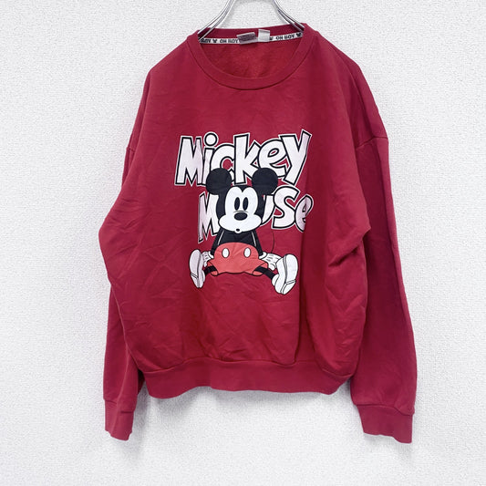 Disney　ディズニー　Mickey Mouse　ミッキーマウス　スウェット/トレーナー　赤　レッド　Lサイズ