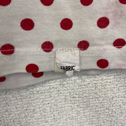 古着 used　半袖ロゴプリントクルーネックTシャツ　ドット柄　水玉模様　CHILL HOMME　白　赤　レトロデザイン