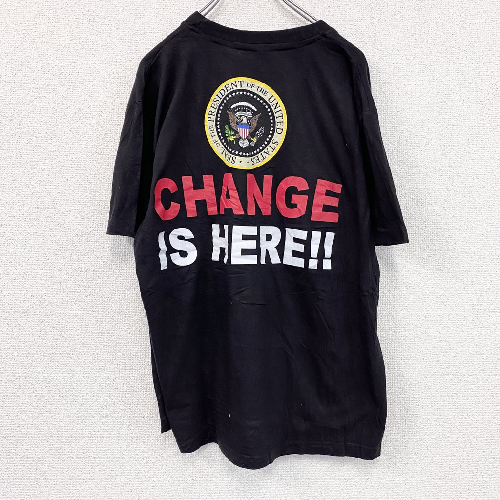 HAUTES　バラクオバマ　半袖プリントTシャツ　黒　ブラック　XLサイズ