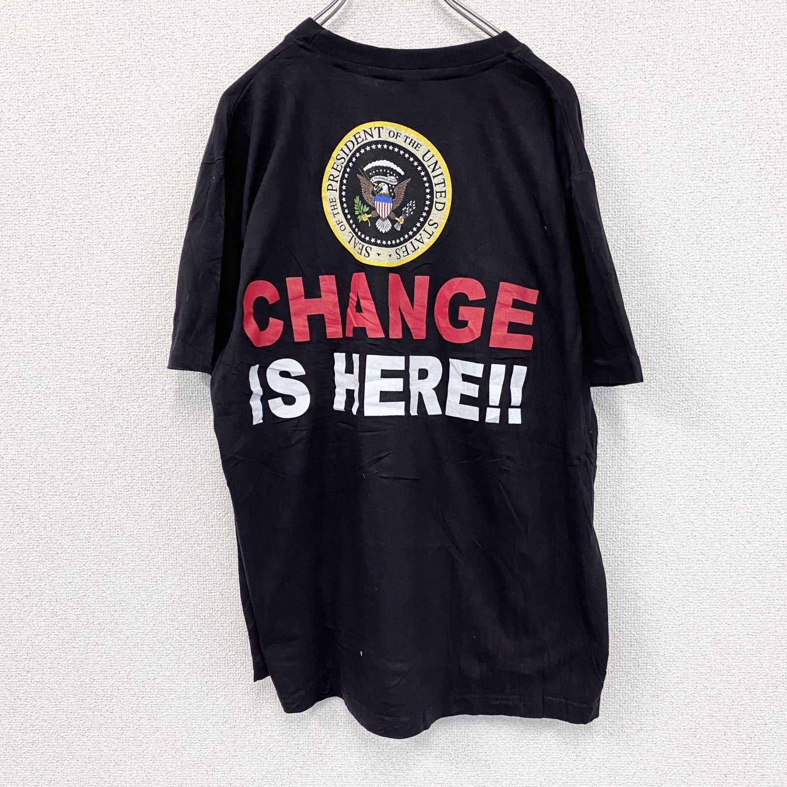 HAUTES　バラクオバマ　半袖プリントTシャツ　黒　ブラック　XLサイズ
