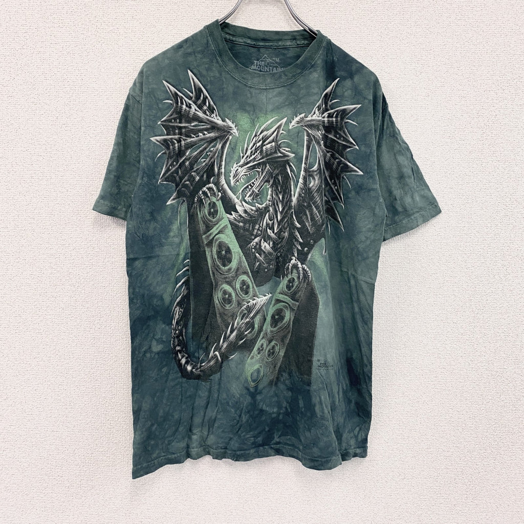 THE MOUNTAIN　半袖プリントTシャツ　アニマルTシャツ　タイダイ　緑　グリーン　Mサイズ