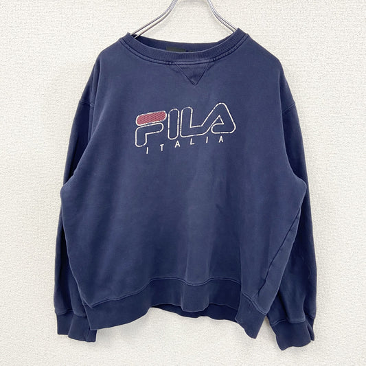 FILA　フィラ　スウェット/トレーナー　前V　フェード　デカロゴ　イタリア　紺　ネイビー　Mサイズ