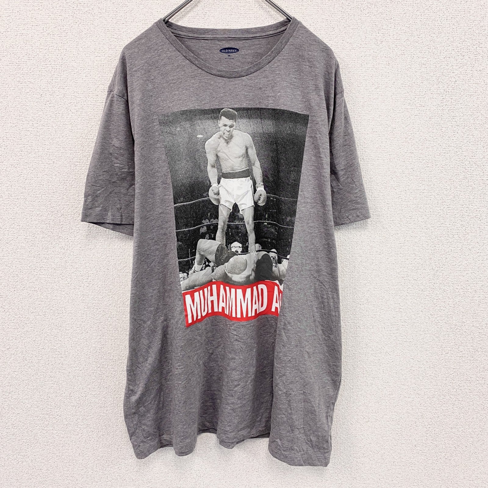 OLD NAVY　モハメドアリ　半袖プリントTシャツ　ボクシング　灰色　グレー　2XLサイズ