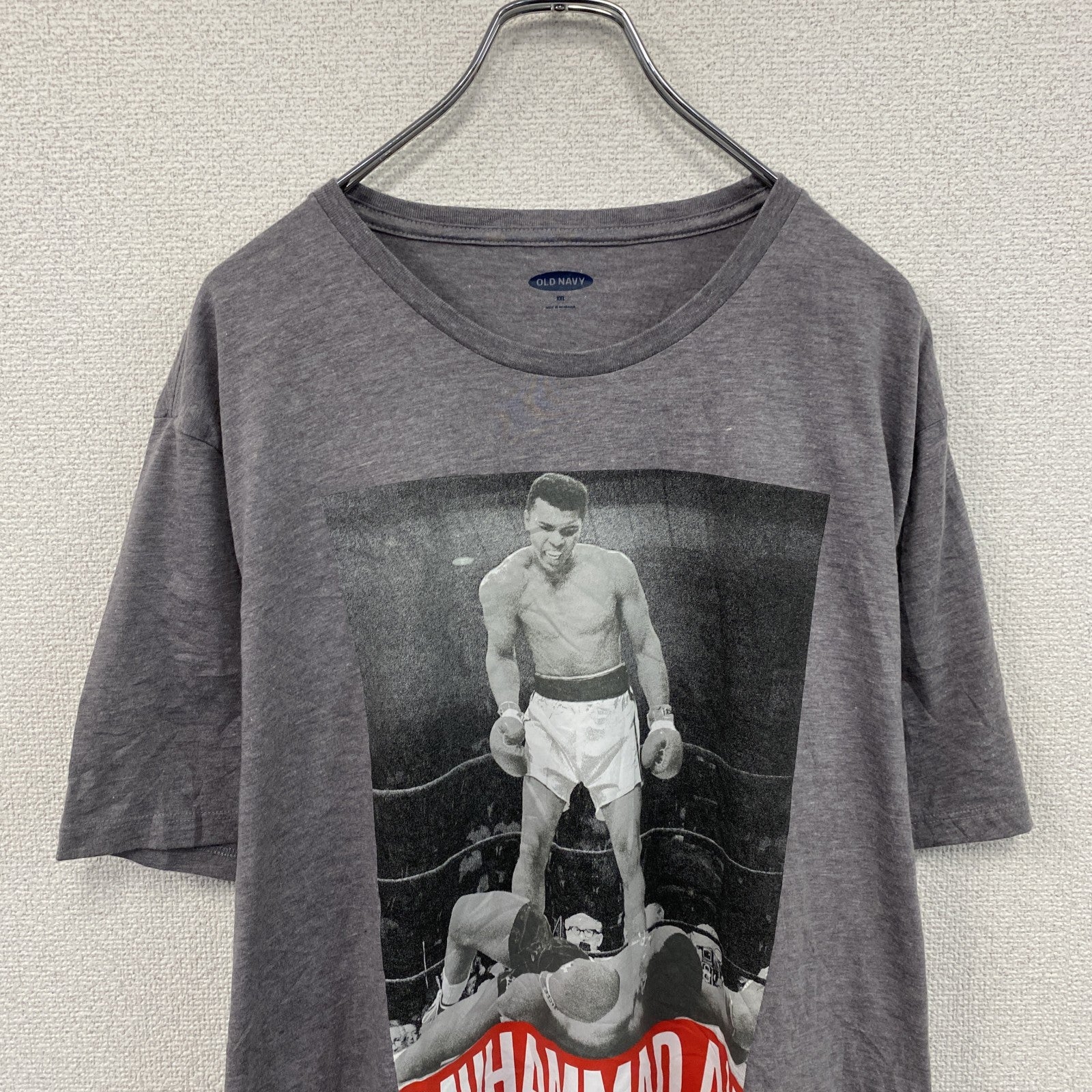 OLD NAVY　モハメドアリ　半袖プリントTシャツ　ボクシング　灰色　グレー　2XLサイズ