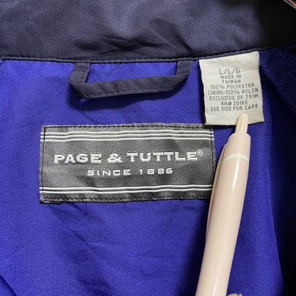 古着 used　PAGE&TUTTLE　長袖ハーフジップナイロンジャケット　ワンポイント刺繍　青　ネイビー　秋冬服　Lサイズ