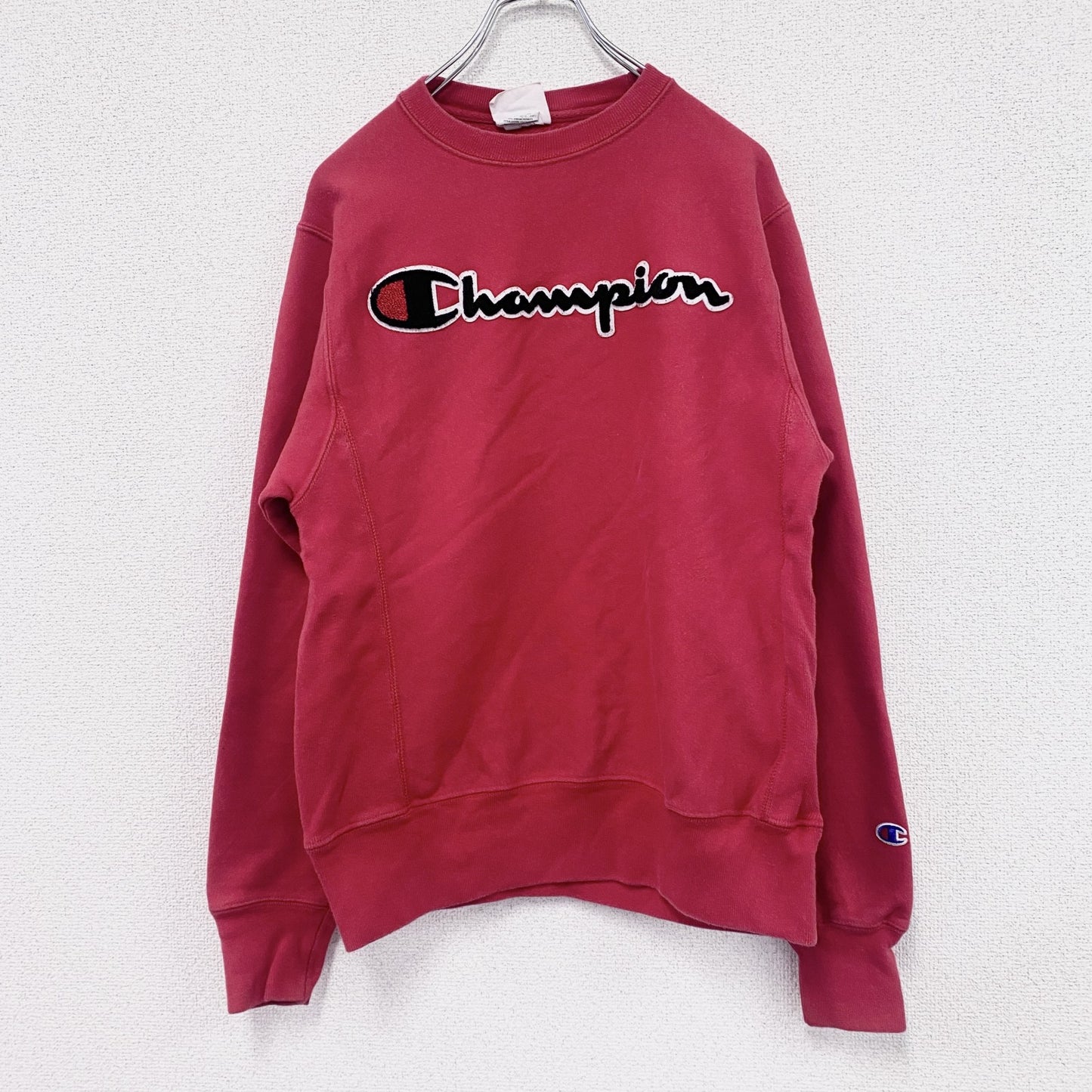 Champion　チャンピオン　リバースウィーブ　スウェット/トレーナー　フェード　デカロゴ　ワッペン　現行　赤　レッド　Sサイズ